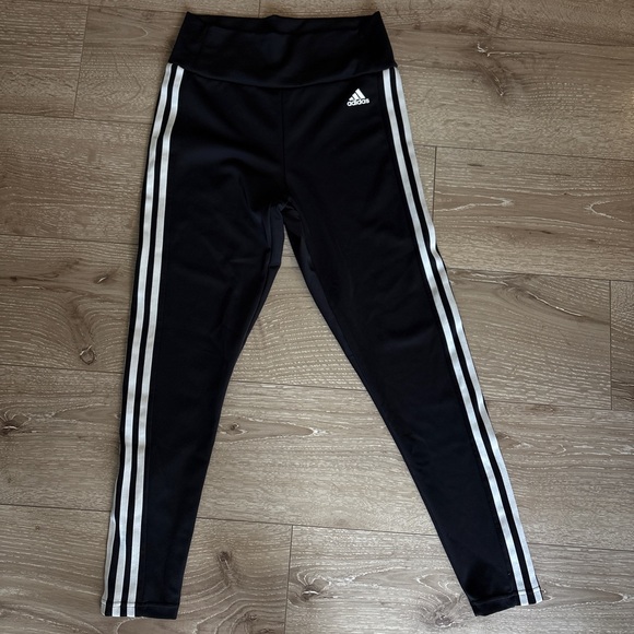 adidas Black and White Kids Leggings - Picture 1 of 4